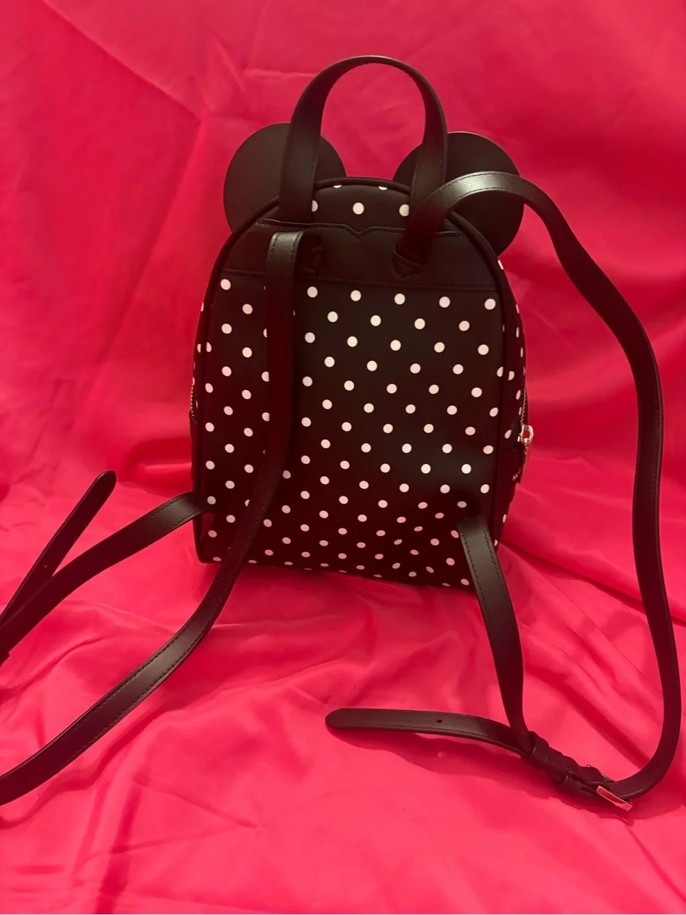 kate spade Black White Polka Dot Kids Backpack with Red Bow